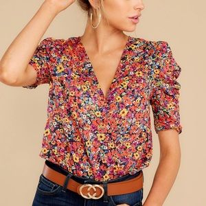 NWOT Glam Garden Black Floral Print Bodysuit